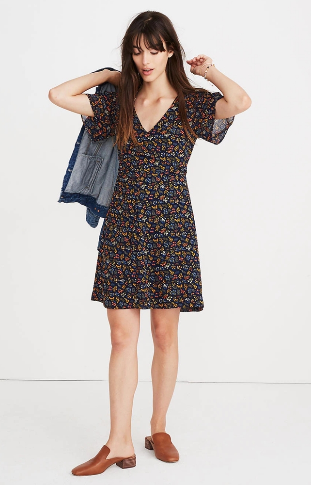 Madewell Cross-Front Mini Dress in Garden Party